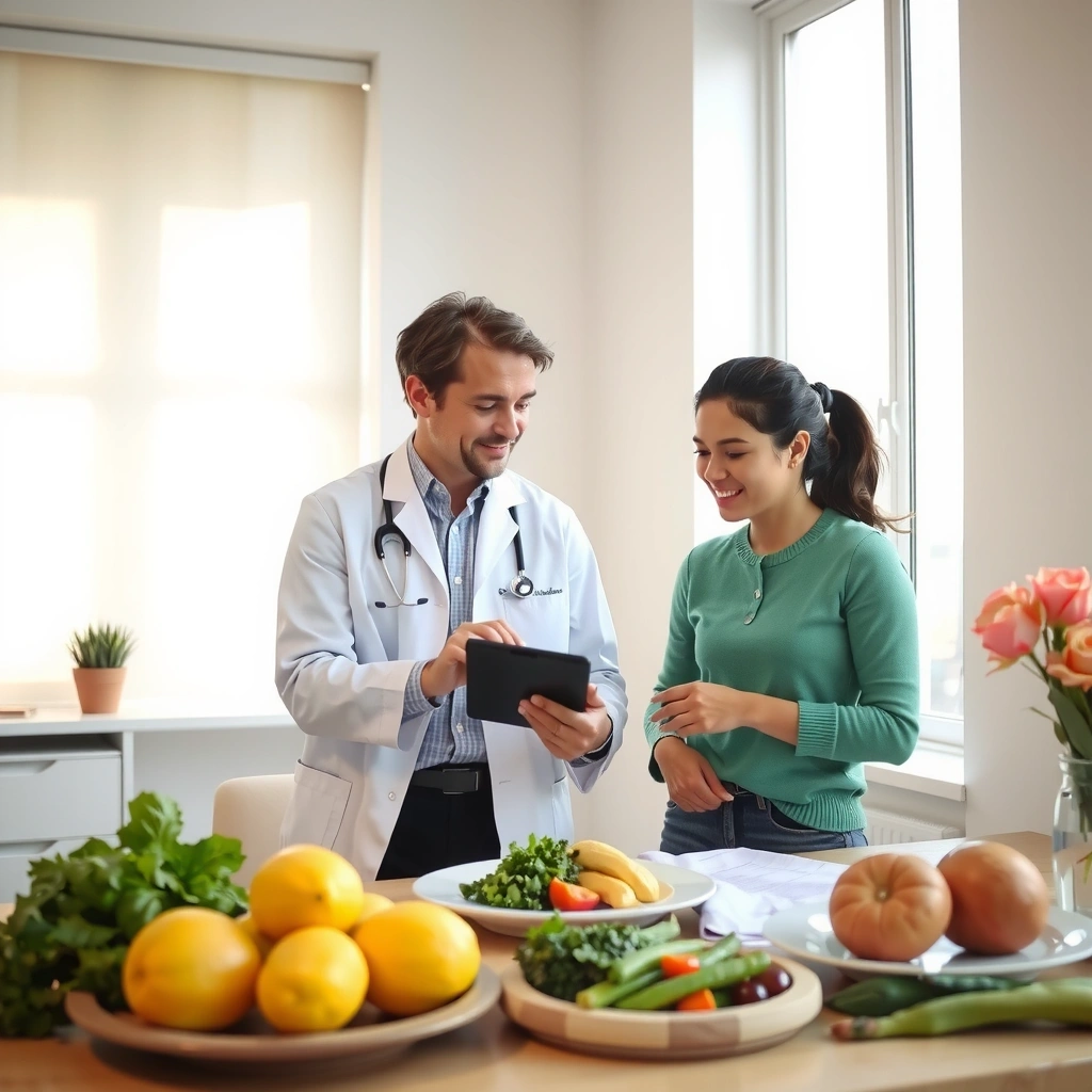 Nutriționist profesionist consiliind un client